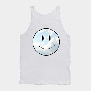 cloud background vintage classic Smiley Face Black Outline Tank Top